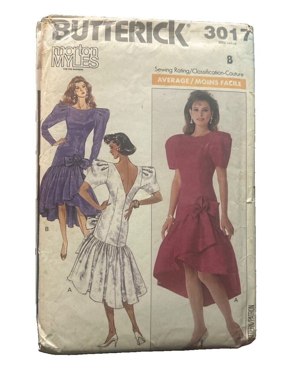 Ladies Sz 8 Vtg 1980s Sewing Pattern Butterick 3017 Asymmetric Hem Dress CUT
